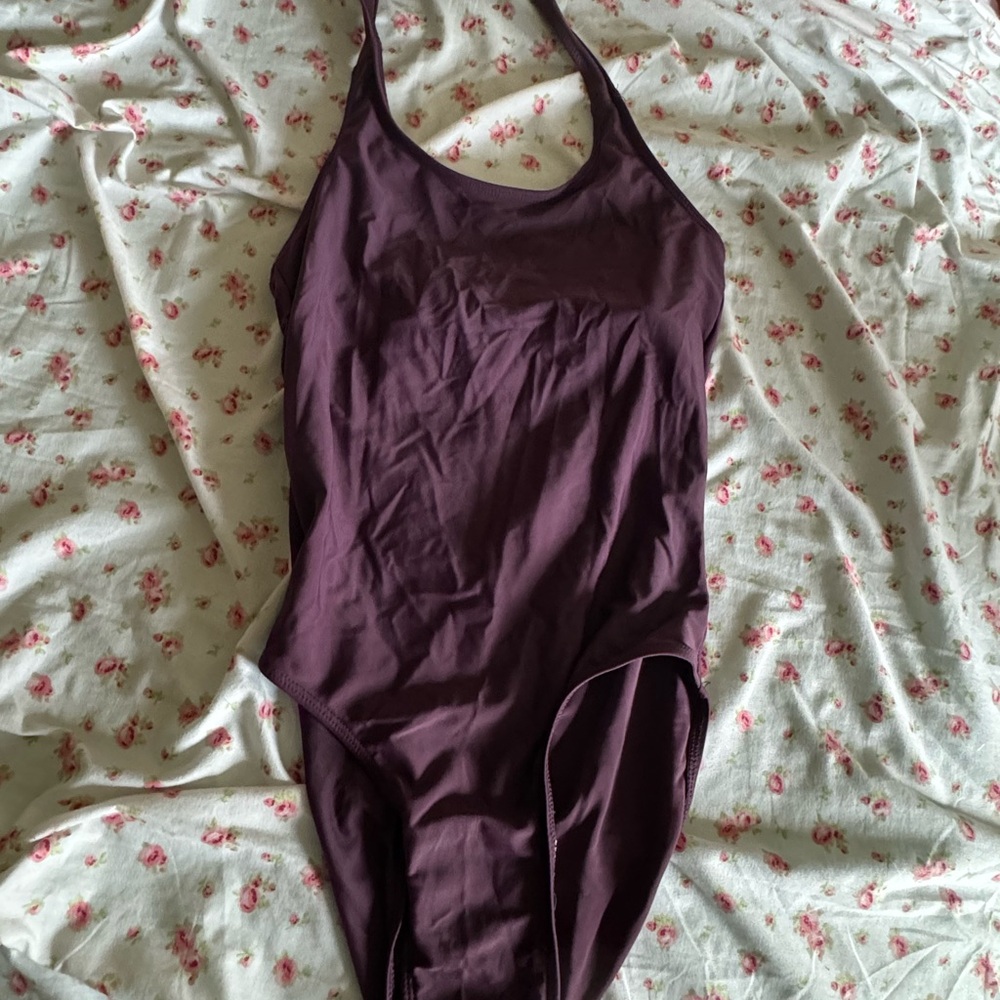 eggplant halter leotard